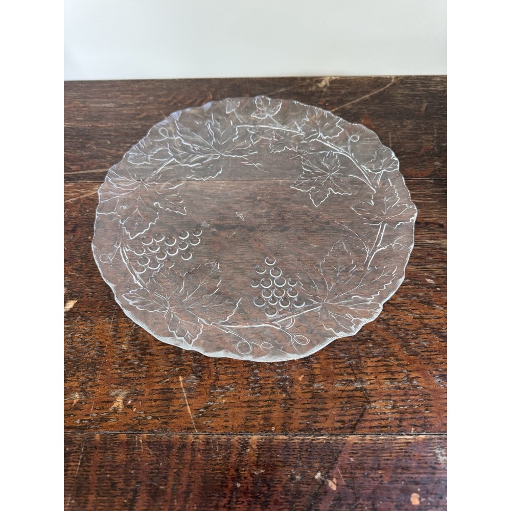 Vintage Mikasa Grape Leaf Platter Clear Glass‎ Serving Plate OS Cottagecore